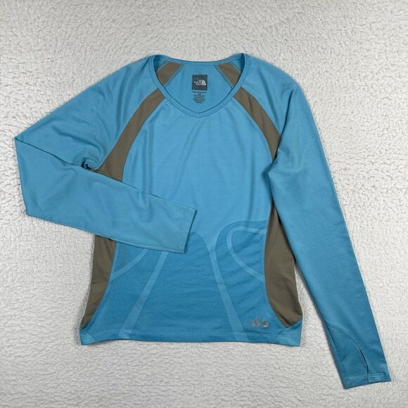 The North Face Shirt Womens Medium Blue‎ Vapor Wick Flight Series Hiking Camping - Picture 1 of 16